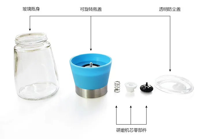 Ручной Стекло и Керамика ручной перец соль, специи мельница шлифовальная машина палка Кухня инструмент Пособия по кулинарии инструменты кухонные принадлежности