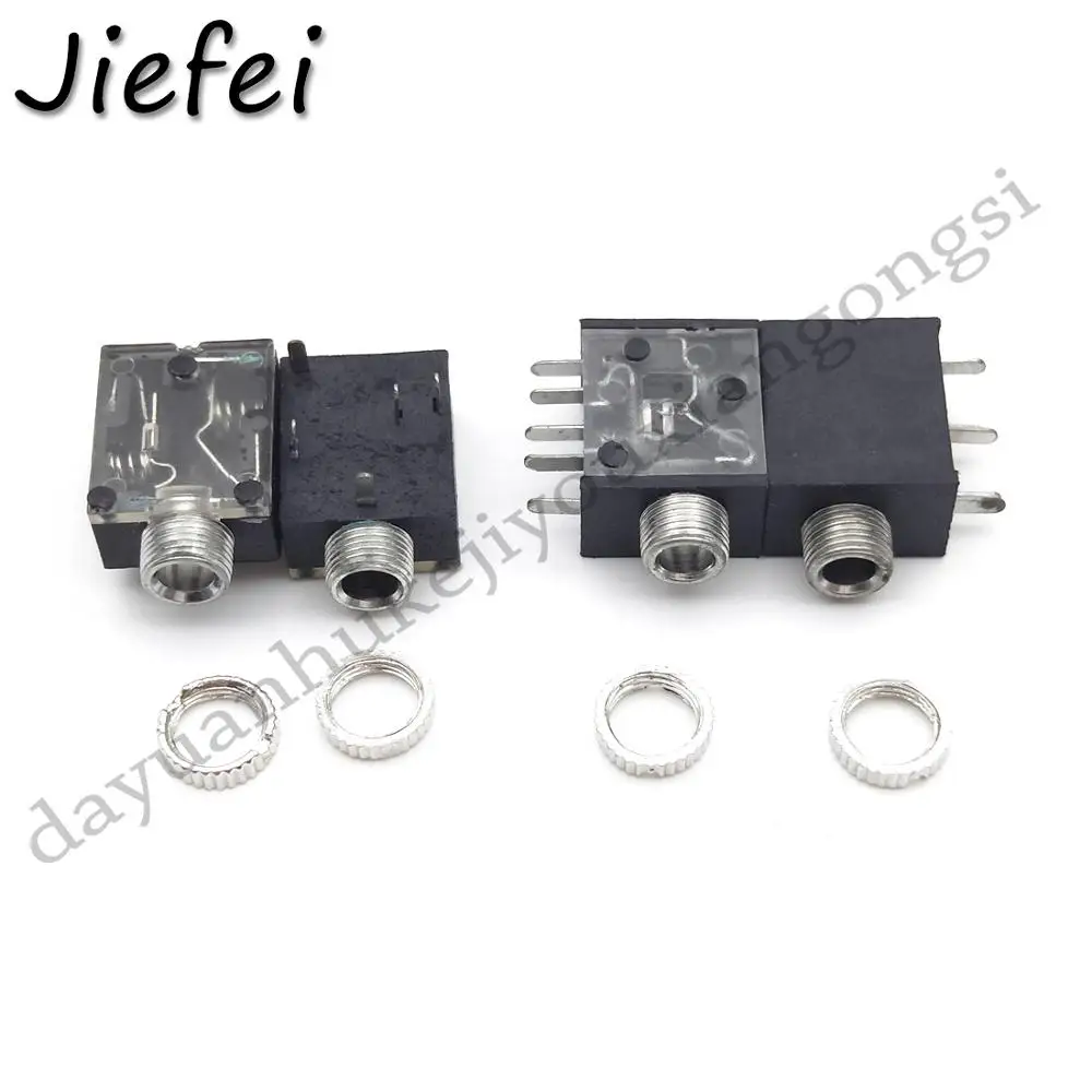 

5pc Transparent shell 1/8" 3.5mm female Stereo Headphone 5pin 5 pin Socket Jack with Nut PCB Panel Mount