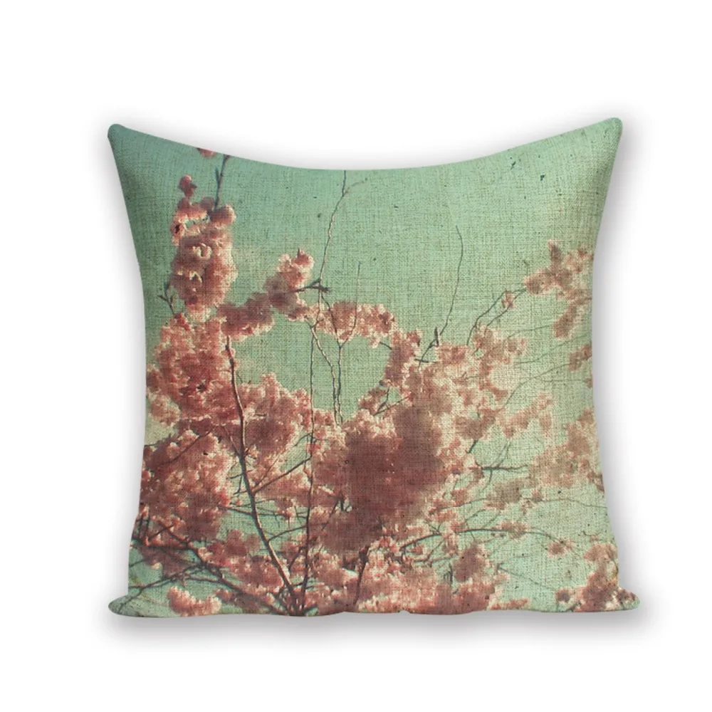 كنبة مكتب البوليستر مقعد غطاء الوسادة خط كيس/غطاء وسادة قطني 45*45 المنزل الديكور النباتات الخضراء زهرة كبيرة قطني وسادة