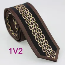 YIBEI Coachella Галстуки коричневая кайма черный низ Бежевый галстук с геометрическим узором Узкие галстуки жаккардовые плетёные тонкий шейный галстук для мужчин Свадебный