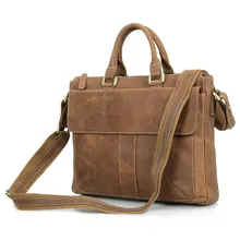 High Quality Vintage Crazy Horse Genuine Leather Cross Body Men Messenger Bags Briefcase Handbag Portfolio #M7113
