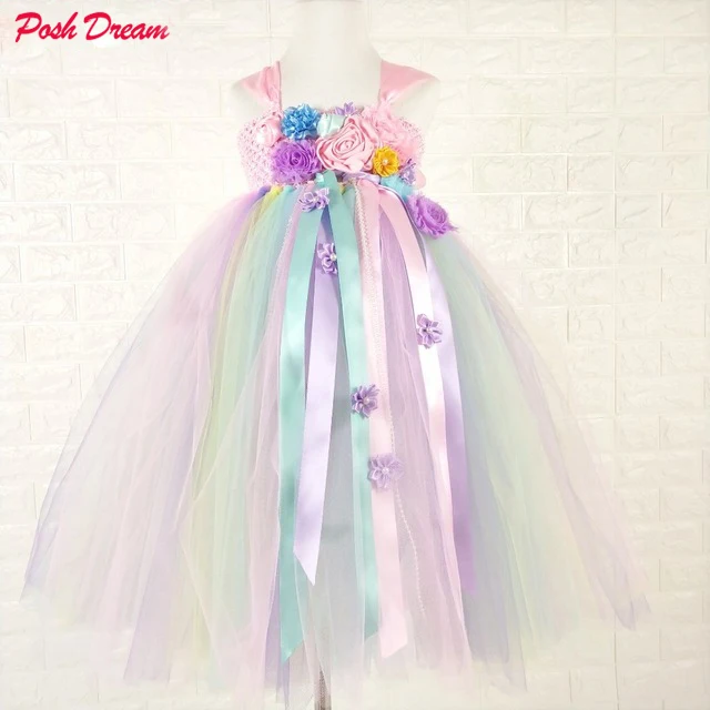 Шикарное платье-пачка с единорогом; милые платья ярких цветов с цветочным узором для девочек на свадьбу, День рождения; детская одежда для фотосессии; комплект