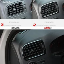 Tonlinker Cover Case Stickers for VW Volkswagen Polo 2011-17 Car Styling 2 PCS stainless steel dashboard outlet cover sticker Tonlinker Cover Case Stickers for VW Volkswagen Polo 2011-17 Car Styling 2 PCS stainless steel dashboard outlet cover sticker
