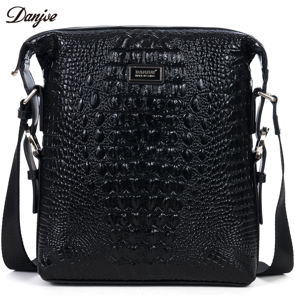 

DANJUE New Arrival Genuine Leather Crossbody Men Trendy Men Bag High Quality Messenger Soft Leather Business Bag Crocodile Style