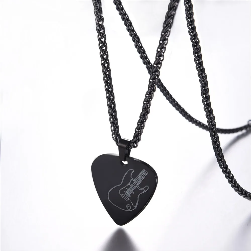 U7 кулон для гитары ожерелье из нержавеющей стали ожерелье в форме сердца цепочка для гитары для женщин мужчин девочек мальчиков подарок P1191