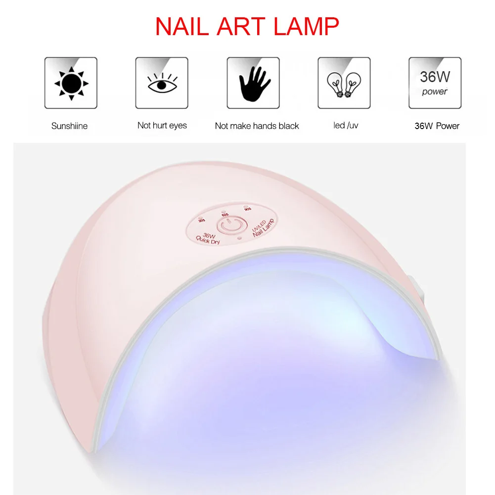

Hot Sale ROHWXY 36W 12 LEDs Nail Dryer Light USB Rechargeable Curing Gel Polish UV Lamp Nails Art Manicure Tools Dropshipping