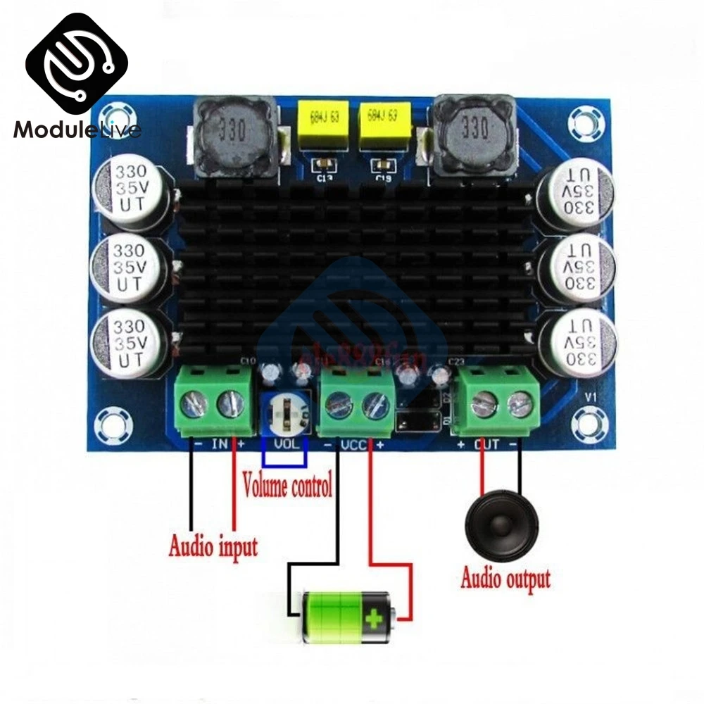 TPA3116 TPA3116DA DC 12 V-26 V 100W подойдет как для повседневной носки, так канальный цифровой аудио усилитель доска стерео модуль усилителя высокого Мощность