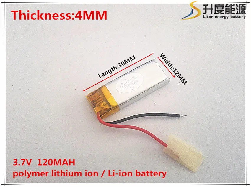 

(free shipping)Polymer lithium battery 3.7 V, 401230 041230 Thickness:4MM Width:12MM Length:30MM