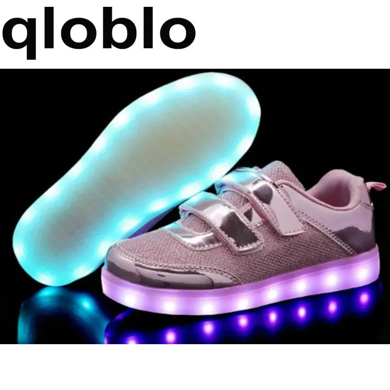 Qloblo USB светящиеся кроссовки для мальчиков и девочек, баскетбольные светодиодные Детские светящиеся кроссовки с подсветкой, светящиеся кроссовки