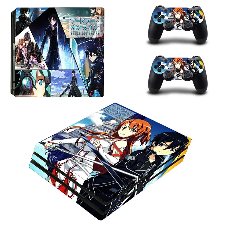 SAO PS4 Pro Skin PS 4 Pro наклейки Pegatinas Vinilo Sword Art онлайн скины для игровой консоли 4 Pro и двух контроллеров