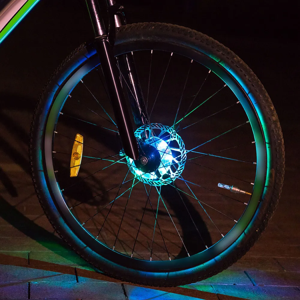 USB зарядка красочный велосипед колесо сигнал спица водонепроницаемый барабан с цветком Ветер Огонь колеса подсветка для велосипедных колес#15