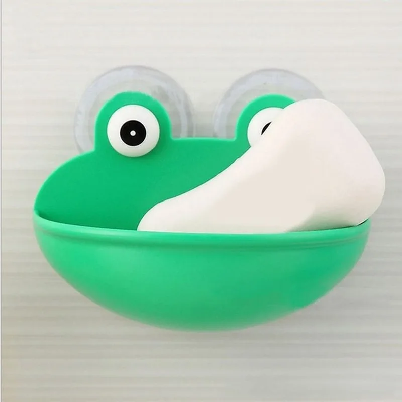 

2019 Kitchen Soap Dish Holder Bathroom Accessary Durable with Suction Cups Frogs ABS Soap Shaped Home Case Accessory Plates