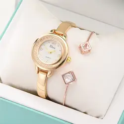 Женские часы Reloj Mujer Acero Inoxidable Rosa свет Роскошные девушка характерные наручные часы браслет набор цепи наручные часы подарок на день рождения