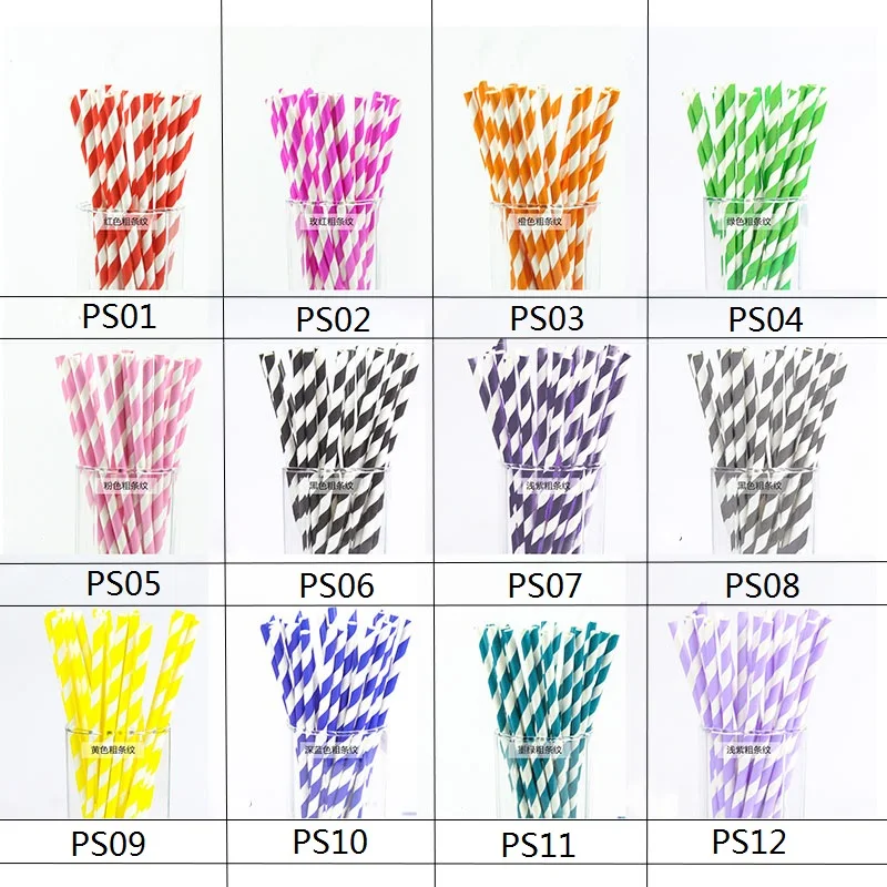 

25pcs/lot Multicolor Striped Paper Straws for Birthday Wedding Decorative Party Environmental Chevron Creative Drinking Straws