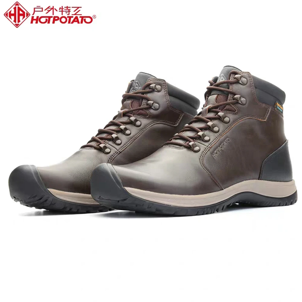 

Hot Potato Hiking Leather Sneakers Men Outdoor Climbing Top Up Waterproof Breathable Non-Slip Sports Lace Up Trekking Shoes S5