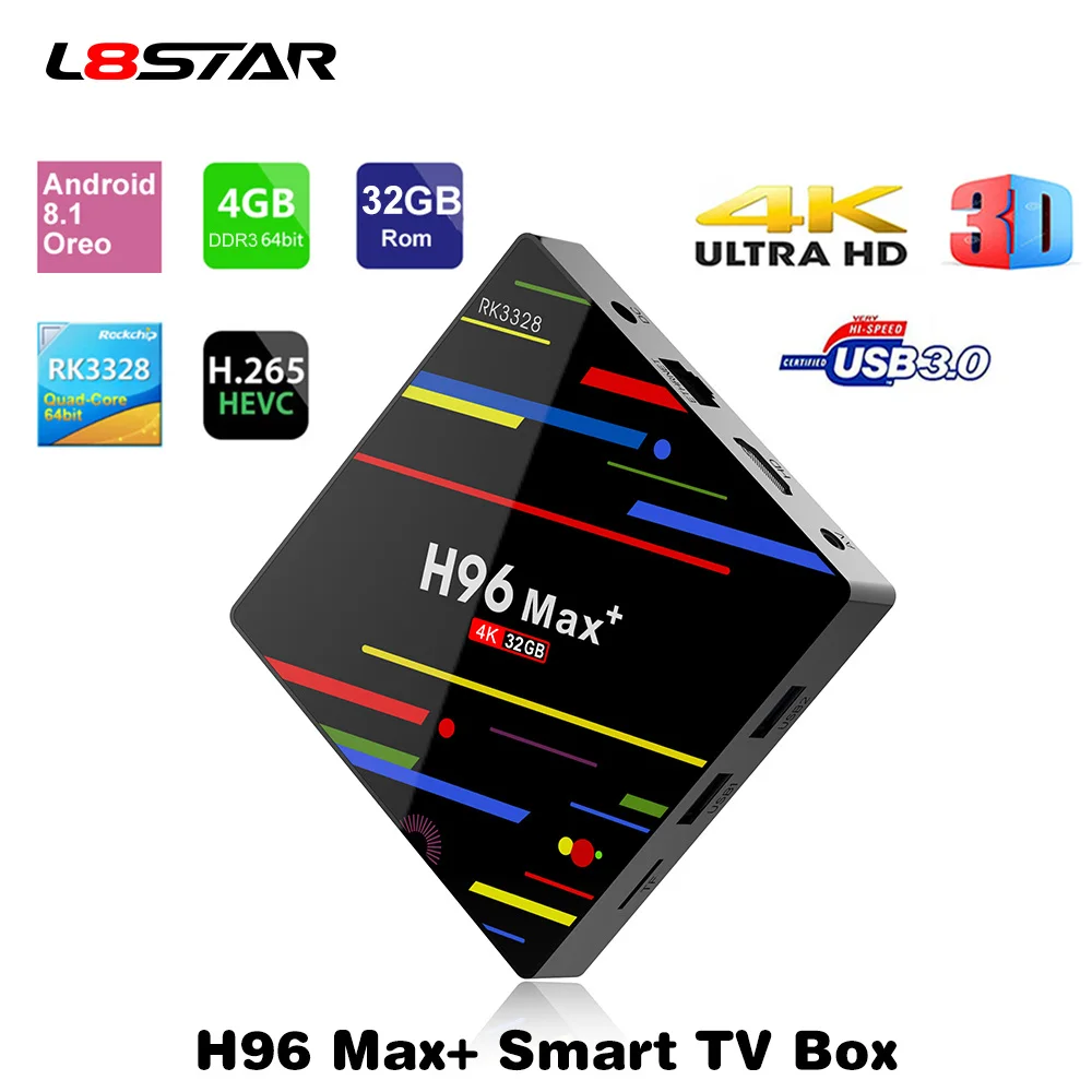 ТВ приставка L8STAR H96 MAX+ Android 8,1 4 Гб 32 Гб Rockchip ТВ приставка RK3328 Смарт ТВ приставка USB 3,0 4K 5G WiFi медиаплеер HD приставка - Цвет: 4GB RAM 32GB ROM