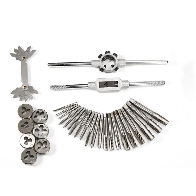 US $43.08 32pcs Metric Hand Tap Set Screw Thread Plugs Straight Taper Reamer Tools Adjustable Taps Dies Wrench For Car Repairing Hand Tool