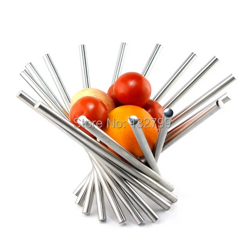 

Full Stainless Steel Vortex Fruit Rack Tray Holder Bowl Creative Fruit Folding Basket Plates Modernism Home Decor
