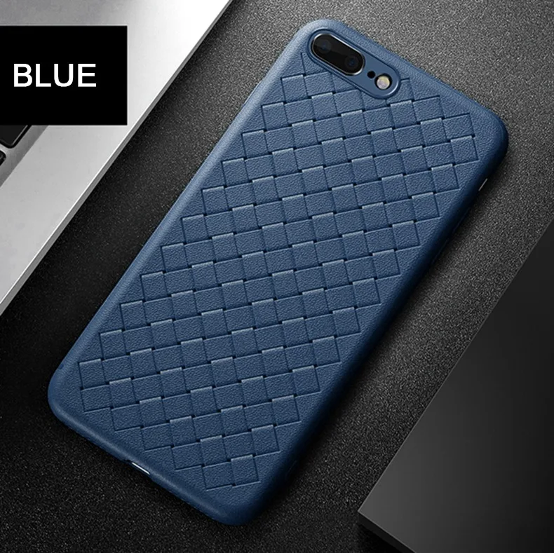 Artisome Soft Silicone Case For Apple iPhone 7 8 Plus Case For iPhone X 10 6 6s 7 8 Case 360 Protect Shell Grid Woven Cover (16)