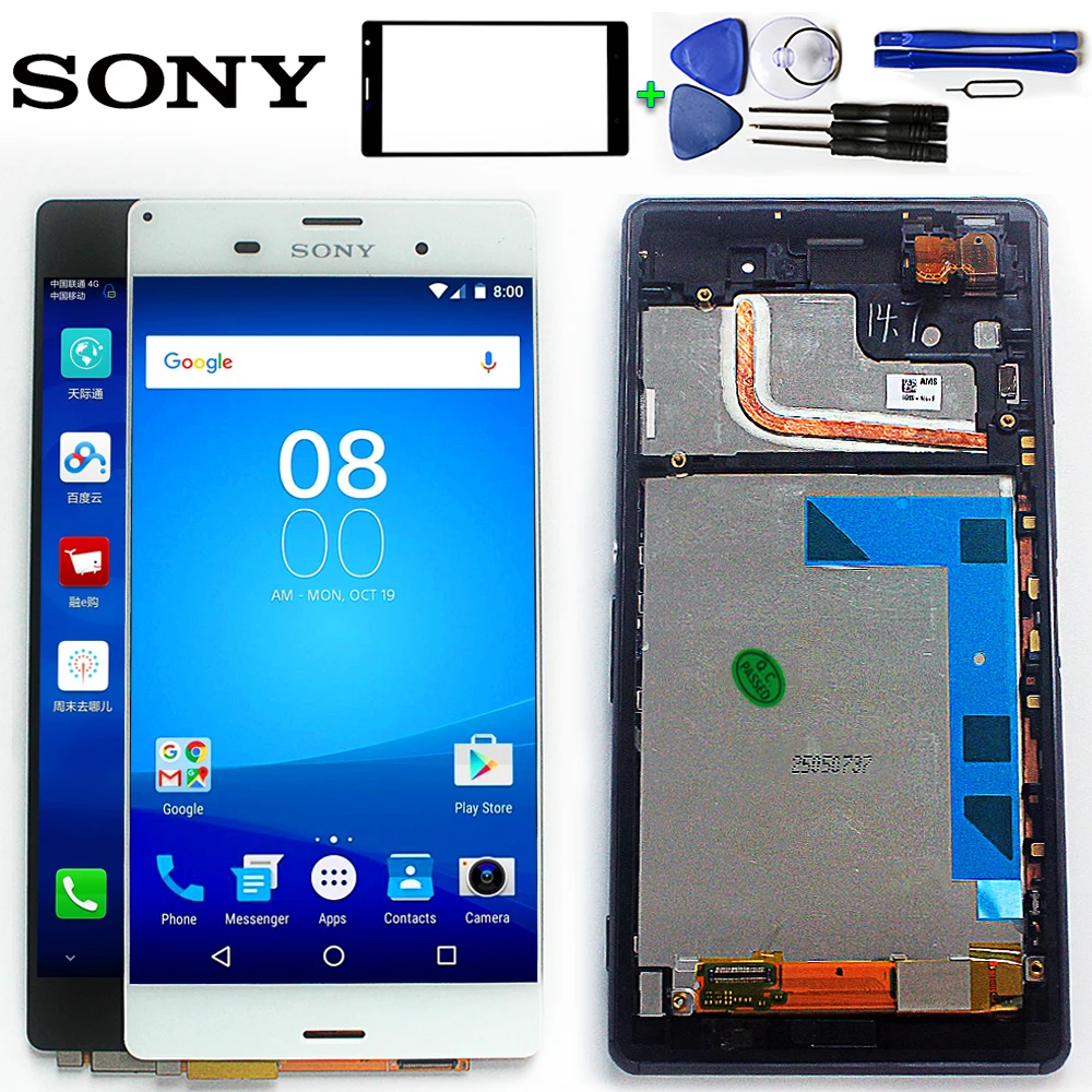 

Sony 5.2 inch LCD display For Sony Xperia Z3 D6603 D6633 D6653 L55T touch screen Digitizer Assembly Frame with Free Tools