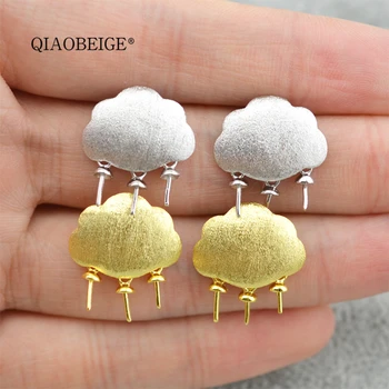 

QIAOBEIGE Cloud 925 Silver Earrings For Pearl Mountings DIY Accessories Findings Earring Settings glue rice teardrop pearl beads