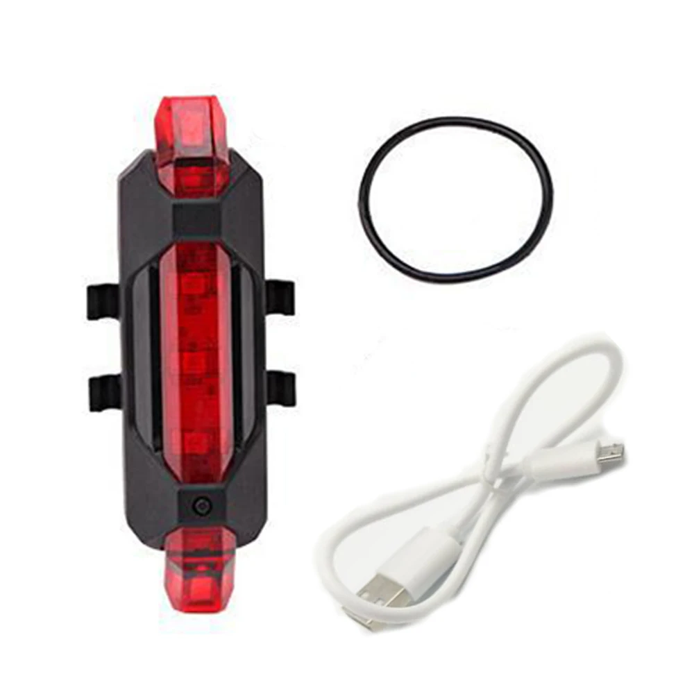 Discount Dropshipping 5 LED Night Mountain Bicycle Cycling Tail Light USB Rechargeable Warning Light Bike Rear Safety Bike Accessories 1