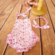 new 2016 baby rompers girl sell like hot cakes baby romper 100% Cotton baby costume rattan flower pattern with bow headband