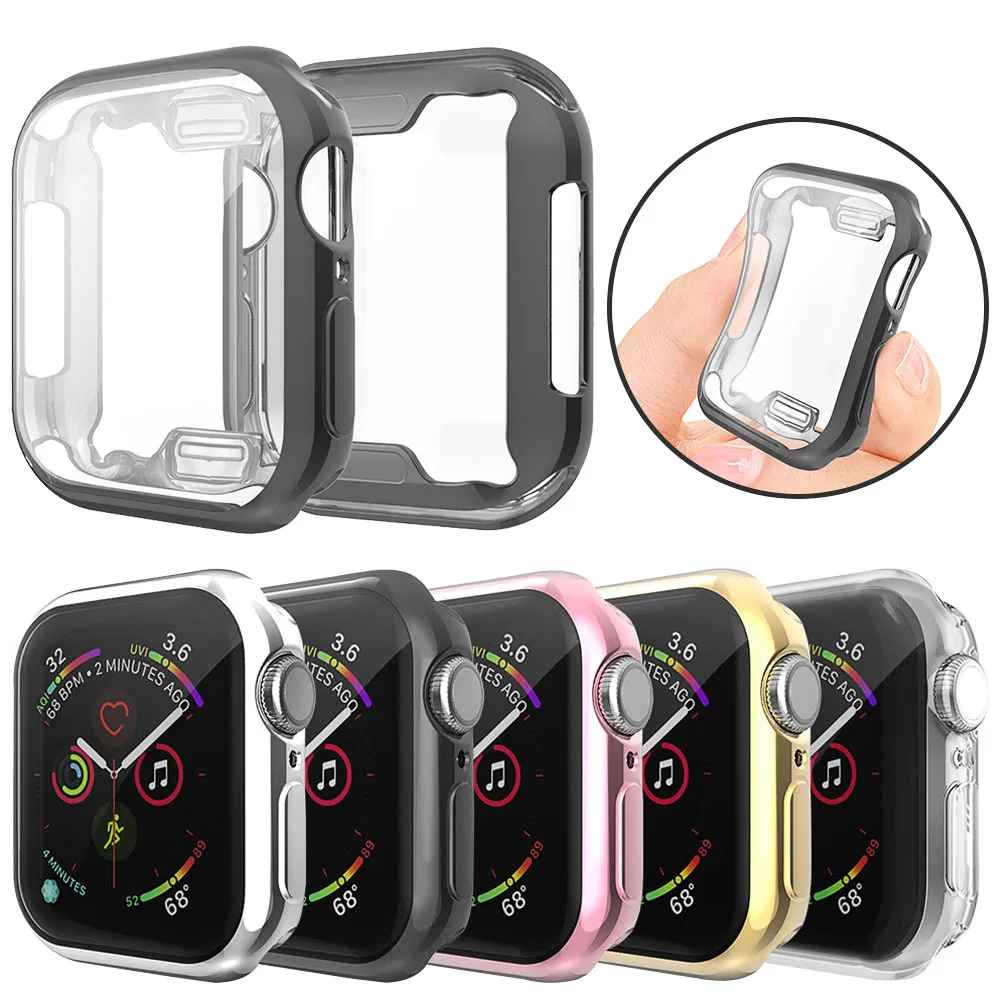 Защитный чехол для Apple Watch SE Series 6 5 4 40 мм 44 мягкий бампер из ТПУ мужчин и женщин