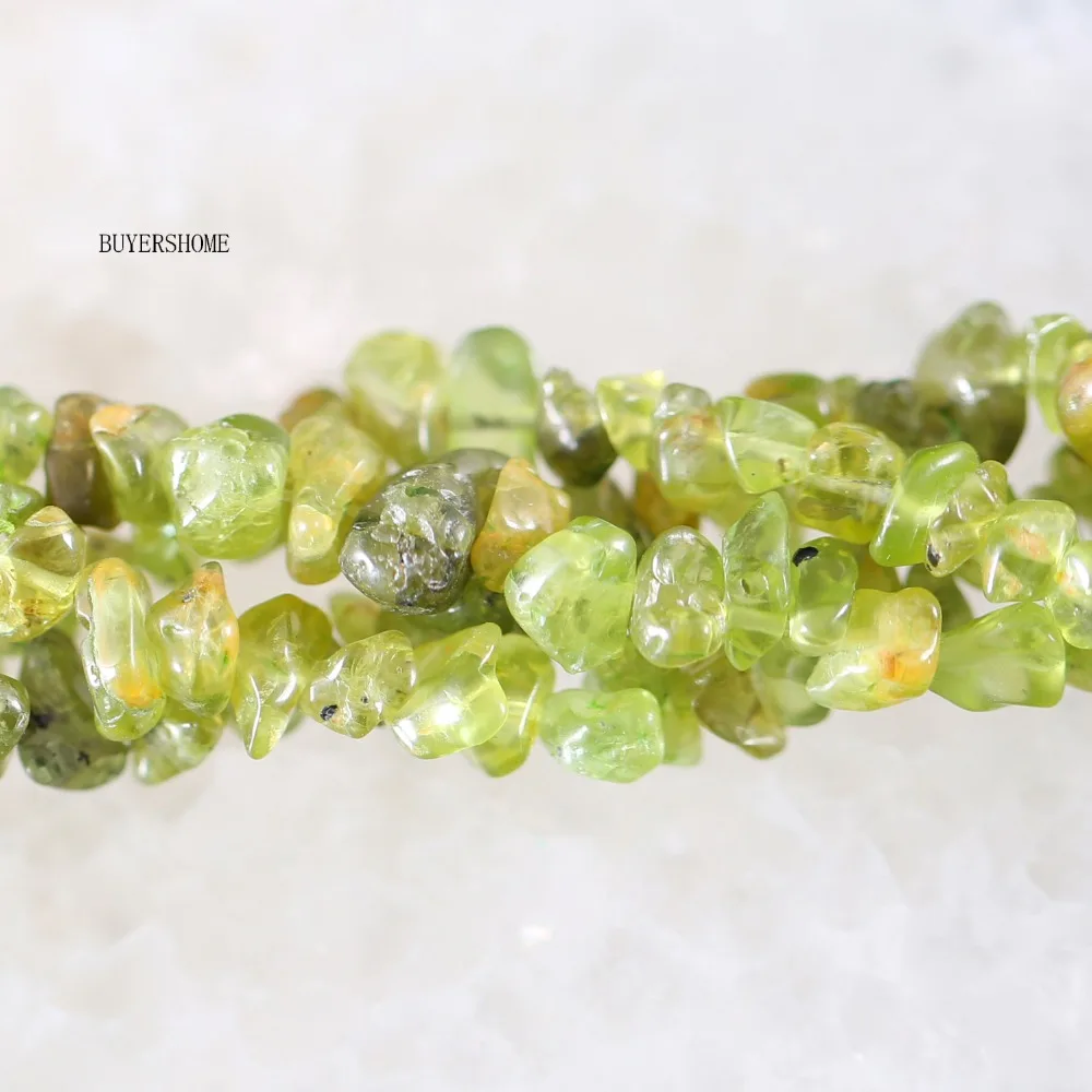 

Free Shipping Natural Stone 5x8MM Green Peridot Olivine Chip Loose Beads For Making Jewelry String 35" S003