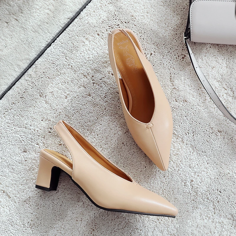

2019 Pop Star Pointed Toe Girl Thin Heel Woman Shoes Deep V Design Lady Fashion Shoes Elegant European Women Shoes