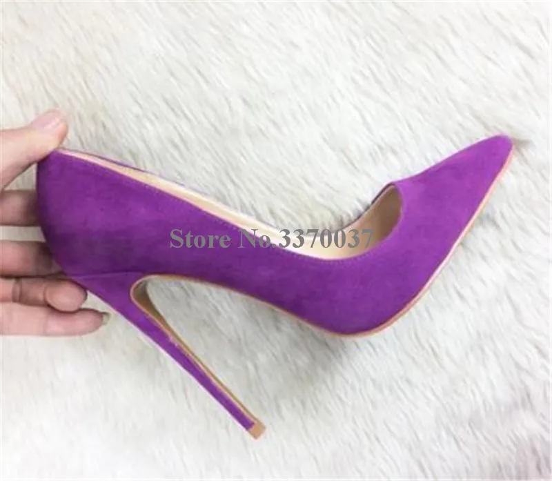 Linamong/Лидер продаж; женские модельные туфли в деловом стиле; замшевые туфли-лодочки с острым носком на тонком каблуке 12 см; Цвет фиолетовый, желтый, зеленый; туфли на высоком каблуке