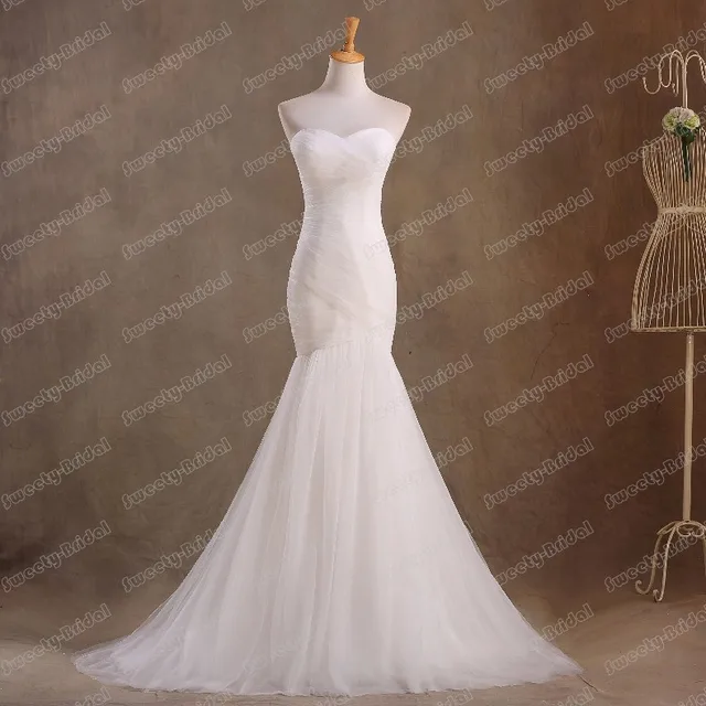 Sweetheart Tulle Mermaid Wedding Dresses Mr5108 Ruched Bodice Sweetheart Tulle Mermaid Wedding Dresses Mr5108 Ruched Bodice Trumpet Court Train White Bridal Gowns