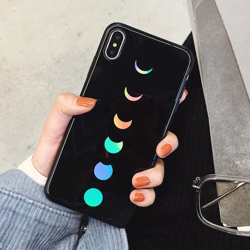 

Vintage Laser Moon Eclipse Cases For iPhone XS Max For iPhone XR XS X 6 6S 7 8 Plus Soft IMD Black Phone Back Cover Case Gifts