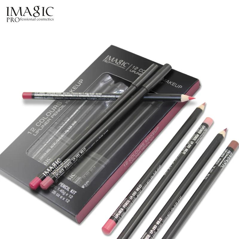 Imagic lipliner ручка мода прочного влаги lipliner Waterproof Lip Liner stick водонепроницаемый карандаш 12 цветов с 1 шт. точилка