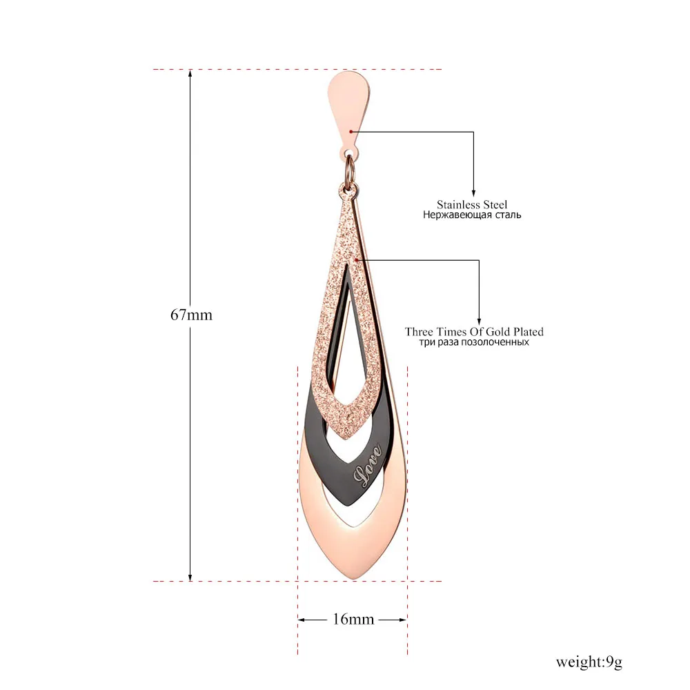 Lokaer трендовые висячие серьги из нержавеющей стали в форме капли воды, ювелирные изделия для женщин, Розовый Золотой, геометрической формы, юбилейные серьги E19037