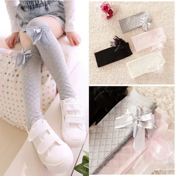

Cute Children's Knee High Socks for Toddlers Kids Baby Girls Solid Bow-knot Cotton Princess Dress Ballet Long Sock leg warmer