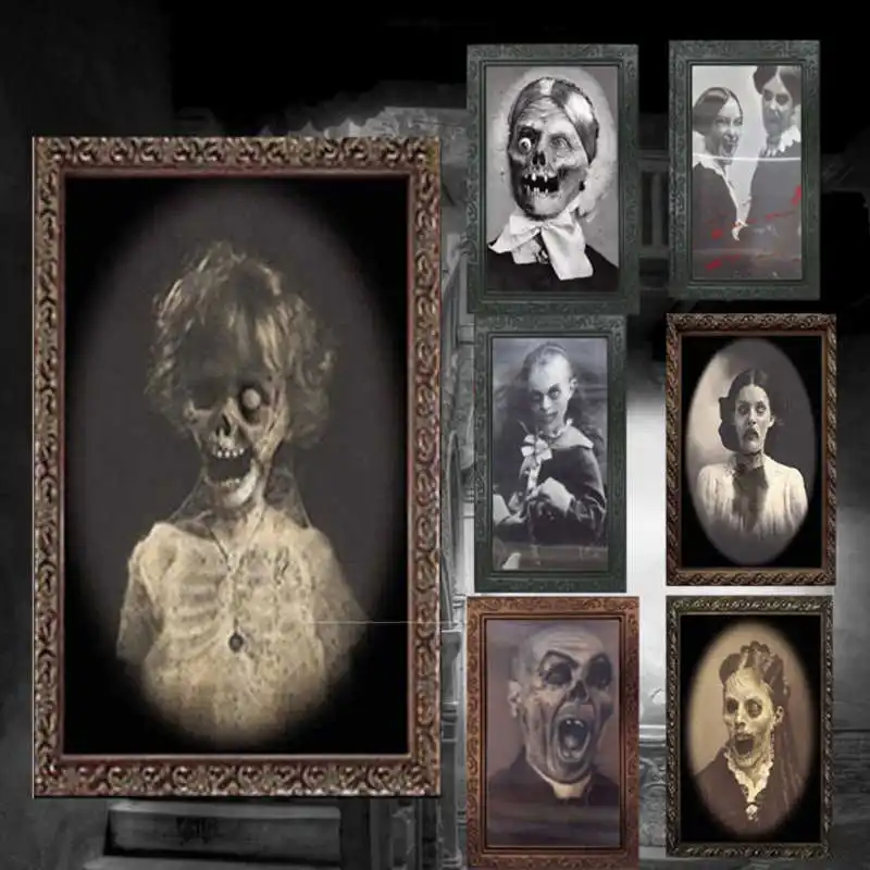 

18 styles Horror Face-changing Ghost Photo Frame Pictures Frames Changing Face Ghost Halloween Party Decoration Props Accessorie