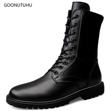 Г. Зимние мужские ботинки военные ботинки из натуральной кожи черная обувь размера плюс 35-50 Мужская Рабочая зимняя обувь армейские ботинки для мужчин