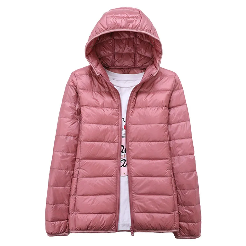 

Winter Down Jacket Women Ultra Light Duck Down Hooded Jacket Long Sleeve Warm Slim Coat Parka Female Solid Portabl Outwear Parka