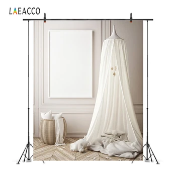 

Laeacco Gray White Tent Wigwam Chic Wall Wooden Floor Curtain Star Baby Interior Backgrounds Photography Backdrops Photo Studio