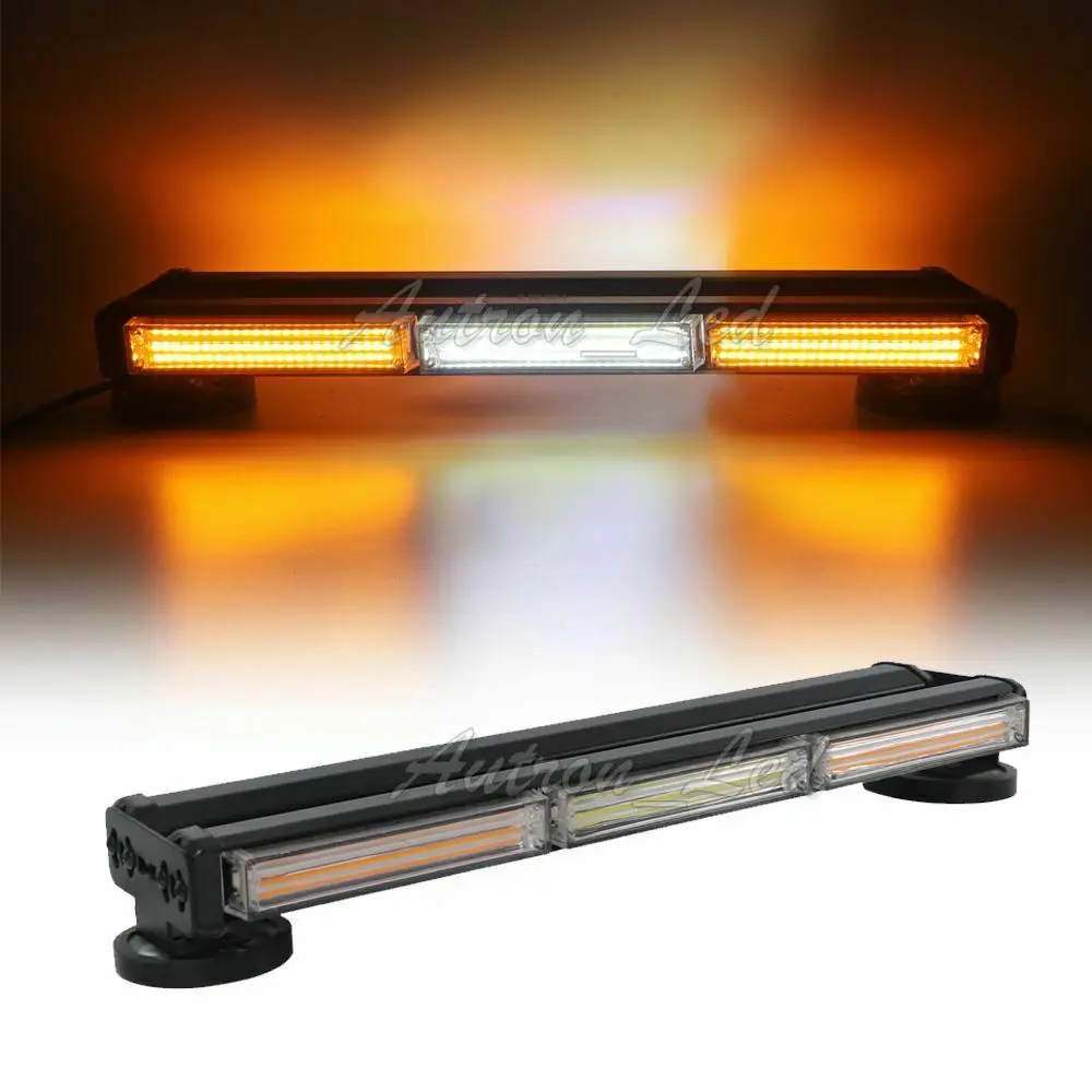 

19 Inch COB LED Warning Emergency Flashing Amber&White Mini Roof Strobe Lightbar