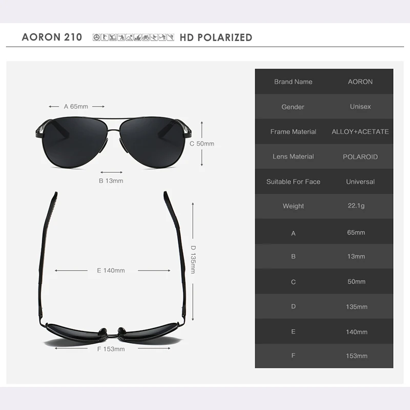 AORON, алюминиевые мужские поляризованные солнцезащитные очки, мужские брендовые, дизайн, мужские очки, металлическая оправа, UV400, очки gafas de sol