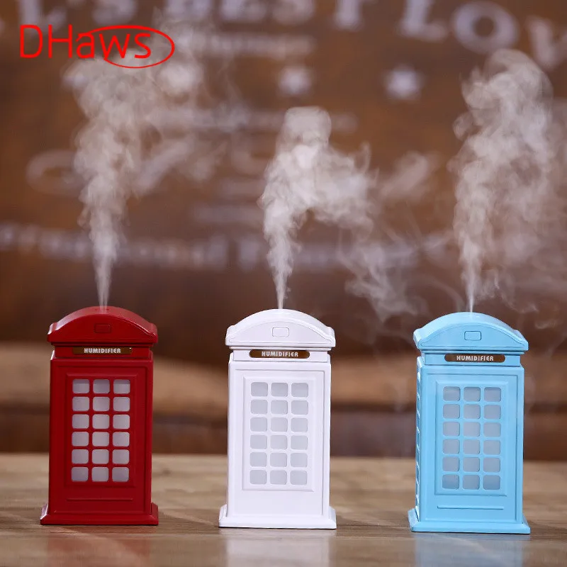 DHaws 300ml Ultrasonic Mist Maker Fogger Telephone Booth with 7 Color Changing LED Lamp Atomizer Car Mini USB Air Humidifier | Бытовая