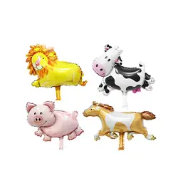 Lucky 50 шт./лот мультфильм мини животных лев и лошадь свинья корова воздушный шар Baby Shower фольга воздушные вечерние шары партии украшения