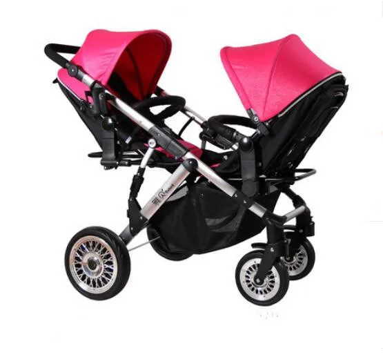 

High landscape twin stroller two-way lightweight shock absorber baby can sit high landscape foldable stroller aluminum frame