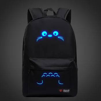 

Dropship New Japanese Anime Kawaii Totoro Luminous Printing Canvas Backpacks for Teenage Girls Leather School Bags for Teenagers