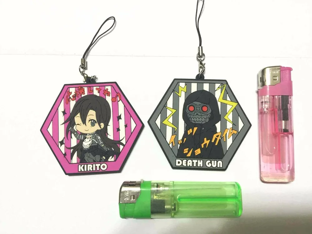 G389-2 4pcslot Original Japanese anime figure Sword Art Online rubber Silicone sweet smell mobile phone charms keychain strap