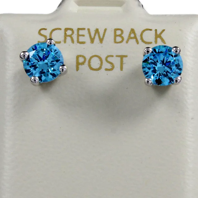 1.00 Ct Blue Diamond Stud Earring 14K White Goldin Earrings from