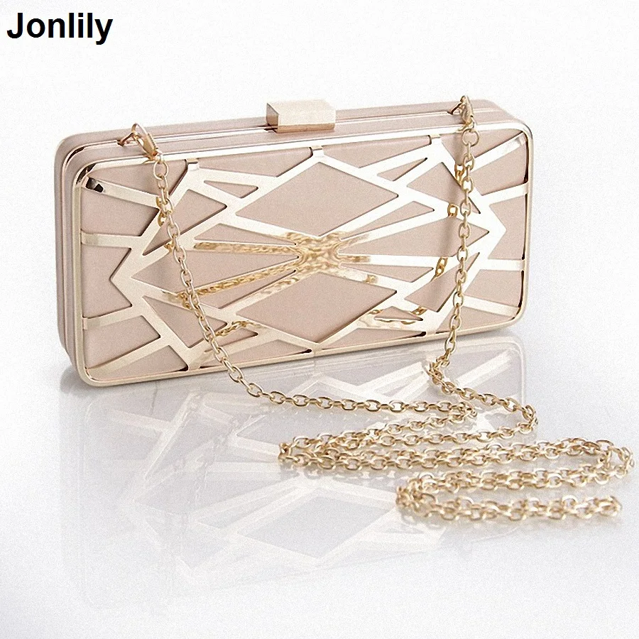 Minaudiere Evening Party Bag Women Day Clutches Ladies Long Chain Gold