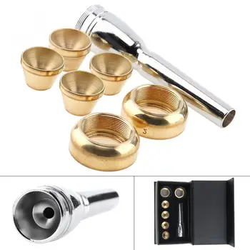 

7pcs/set Brass Professional Trumpet Mouth 3C 5C 7C 1-1/2C with 2 Golden Heads and 4 Cups for Trumpet